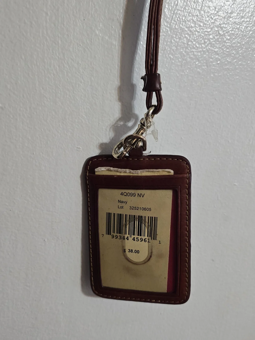Dooney & Bourke Navy and Brown Logo Card Holder Lanyard